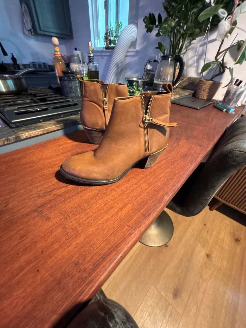 Steve Madden Whendy Ankle Boots Size 9.5M Cognac Brown Leather Zip Booties